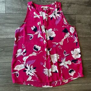 Elaine Rose Women’s Sleeveless High Low Pink Floral Blouse Size Medium